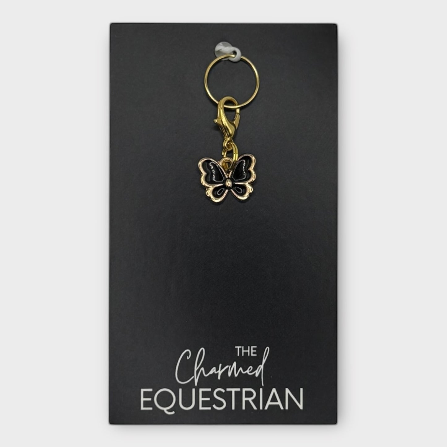 Butterfly in Black & Gold Charm