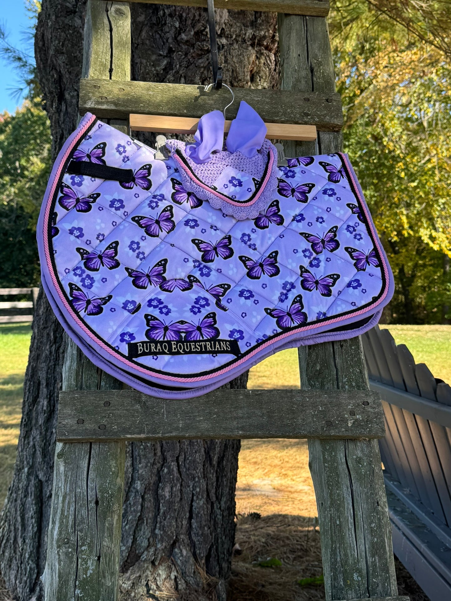 Saddle Pad w/ Bonnet - Butterfly Print