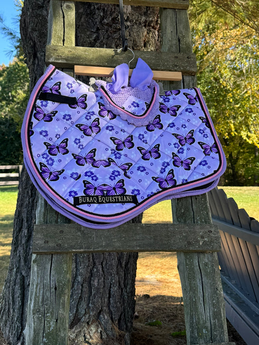 Saddle Pad w/ Bonnet - Butterfly Print