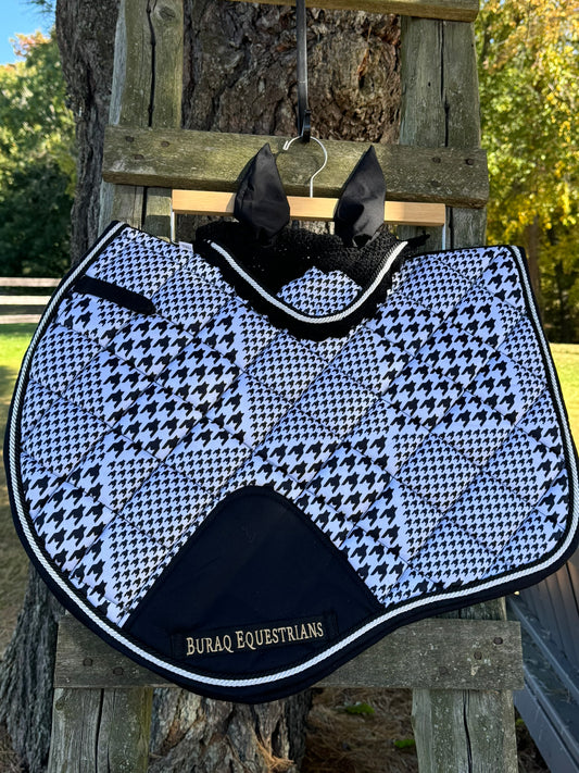 Saddle Pad w/ Bonnet - BW Houndstooth